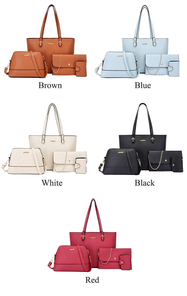 Trending PU leather shoulder women bag set for girls handbag sets 4 pieces lady hand bags