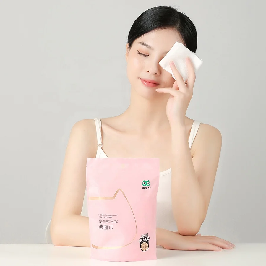 Хлопковое одноразовое полотенце Little Kitty, портативные мини-полотенца для очистки для отеля, путешествий, спортзала