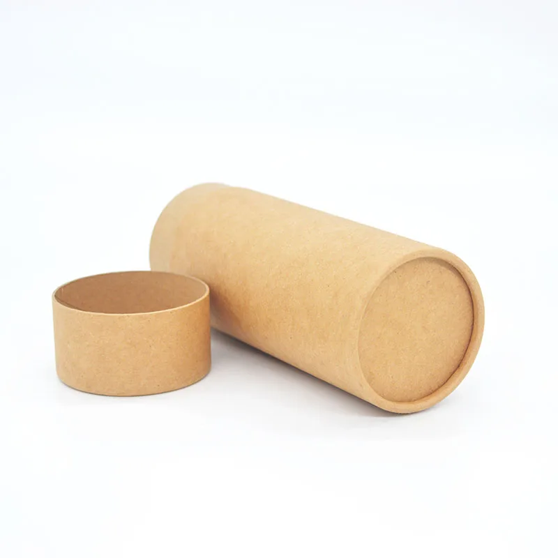 Round Paper Boxes Cylinder Boxes Kraft Paper Natural Brown Household Products Kraft Paper Box Lunch for Food  Telescope