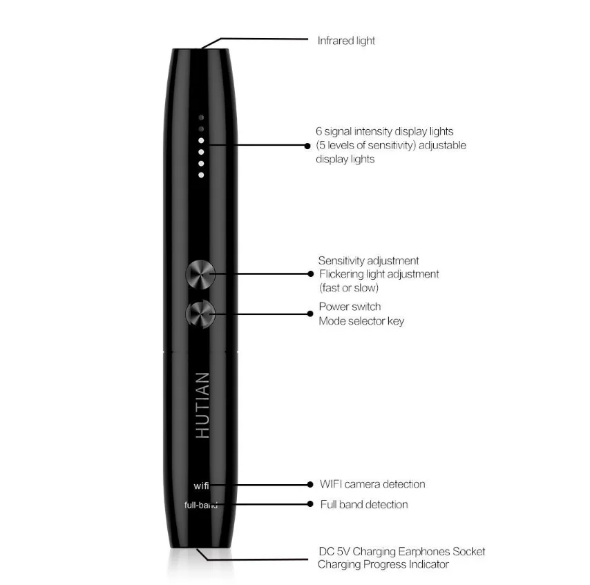 Anti Spy Camera Detector Pen Wireless RF Signal Eavesdropping Pinhole Hidden Audio Bug GSM GPS Wiretapping Device Scanner