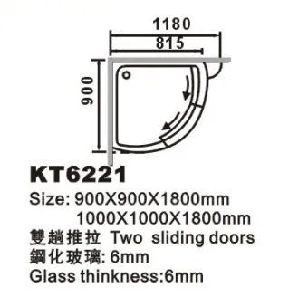 KMRY Corner Arc-shape Aluminum Frame Bathroom Shower Pulley Slide Door 3 Panels Glass, Slide Corner Curve Shower Room Enclosure