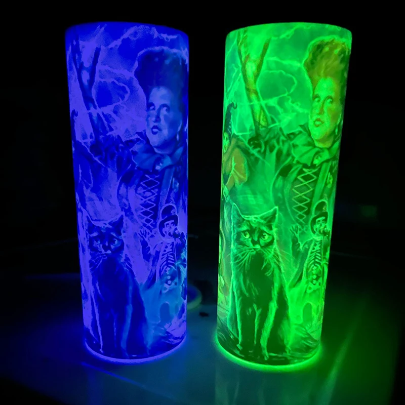 USA Warehouse Free Shipping 20oz 20 oz Skinny Straight Green Blue Blanks Glow in the Dark Sublimation Tumblers