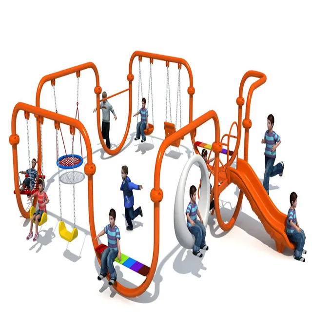 Factory supply funny outdoor amusement playground with swing and slide