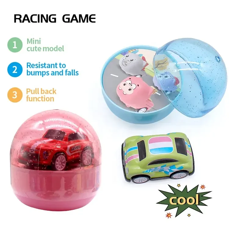 Candy toy gashapon plastic mini pull back twisted racing car egg game pocket toy surprise toy supermarket festival kids gifts