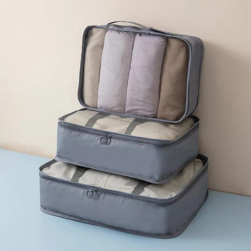 3 pcs-Set Packing Cubes Mesh Nylon storage bag Foldable Luggage Packing Organizers for Travel Accessories