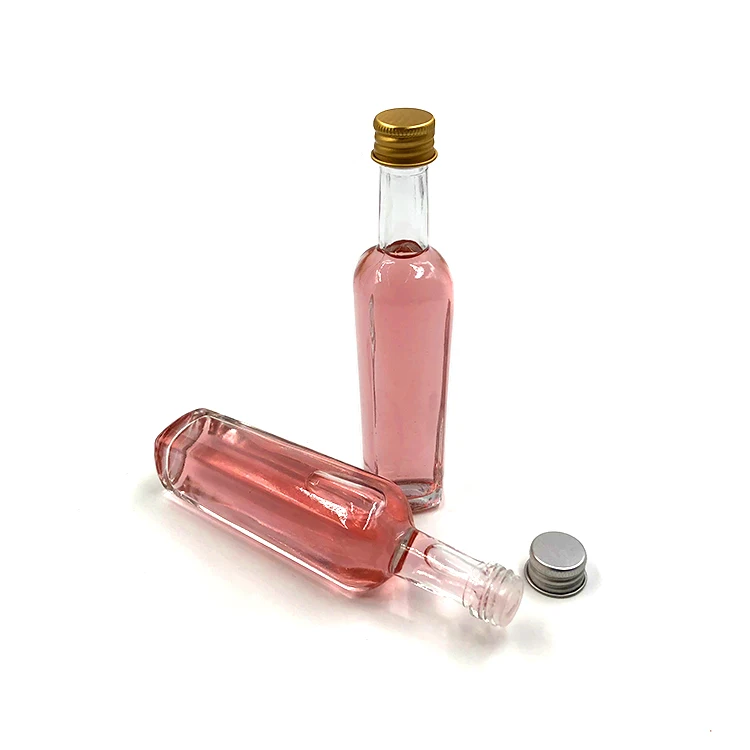 50ml square mini glass liquor spirit bottle with caps