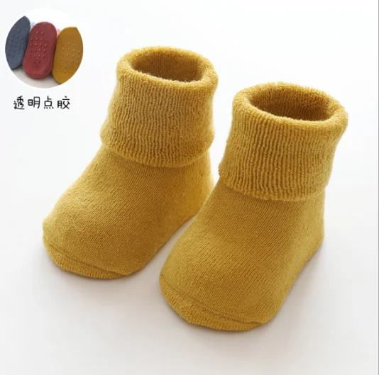  Custom Solid Color Foldable Newborn Baby Socks Boneless Loose Mouth Non-slip