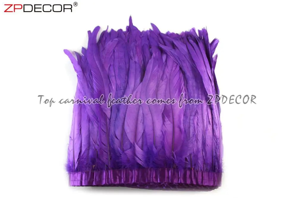 ZPDECOR Wholesale Stock 16 Colors 30-35 cm Bleached Dyed Purple Rooster Tail Feather Trim for Brazilian Men Carnival Costumes