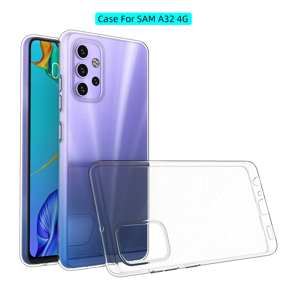 
For Samsung Galaxy A32 Clear Case, Ultra Slim Thin Flexible TPU Anti-Scratch Gel Rubber Soft Phone Case Cover for Samsung A32 4G 