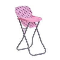 Hot Sales Lovely Doll High Chair Toy Doll Accessories Nursery Dinner Dollhouse Pink High Stool Chair Assemble Furniture