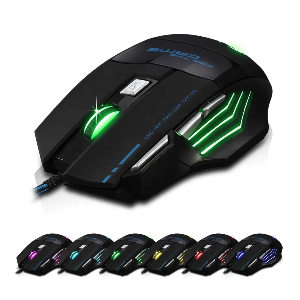 Wired programmable USB 7d Gaming Mouse hot sale RGB led light Color Backlit Gaming Mouse  7200 DPI