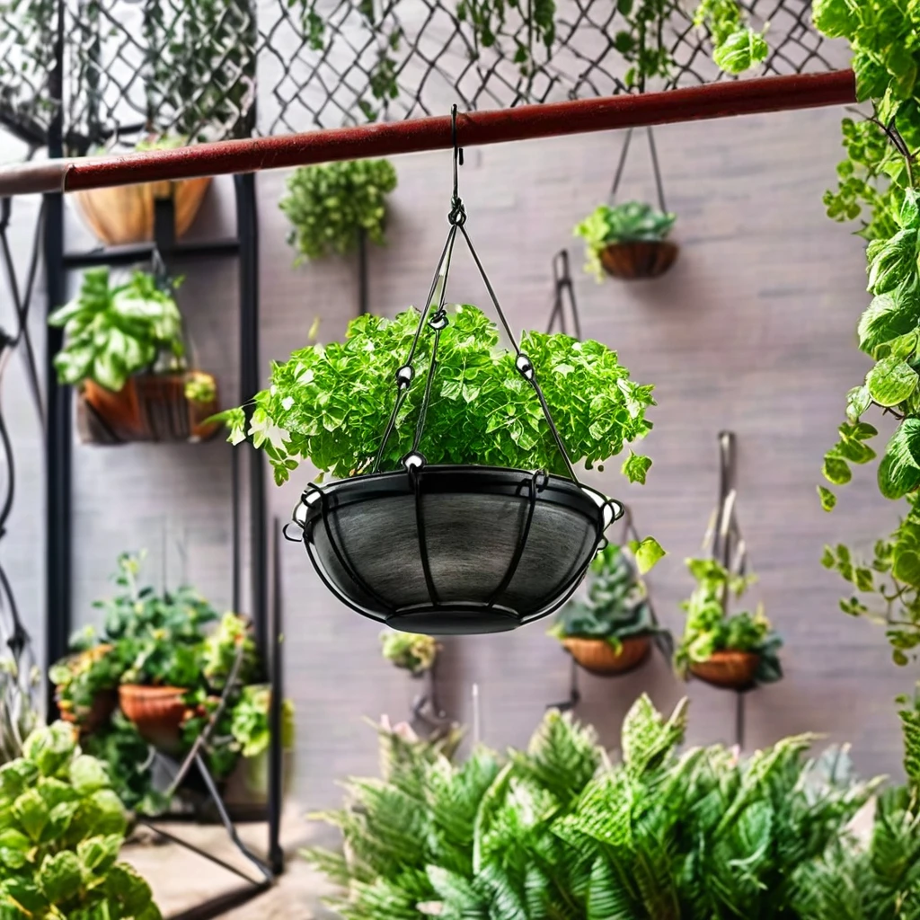 Metal Hanging Planters Garden Ornaments  Wire Hanger with Plastic flower Baskets for garden/ Watering Hanging Plants