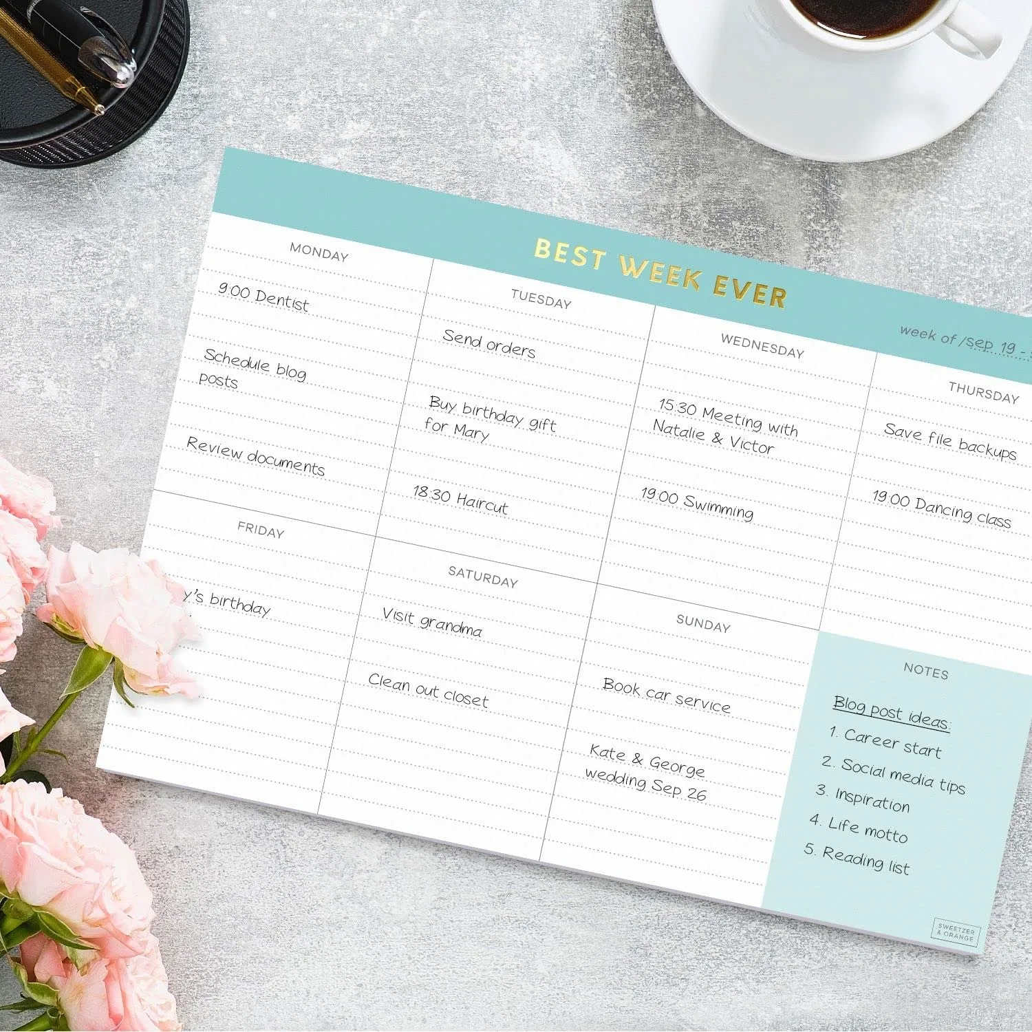 custom  weekly planner pad weekly scheduler week planner