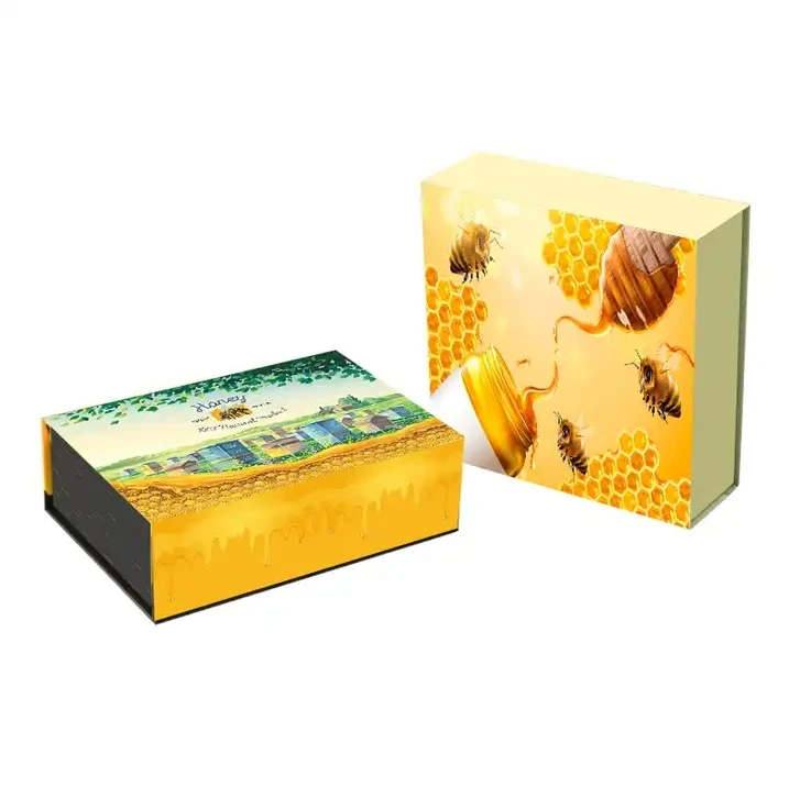 Luxury Black Shaped Package Rigid Cardboard Paper Vip Bee Honey Pot Bottle Jars Packaging Gift Box