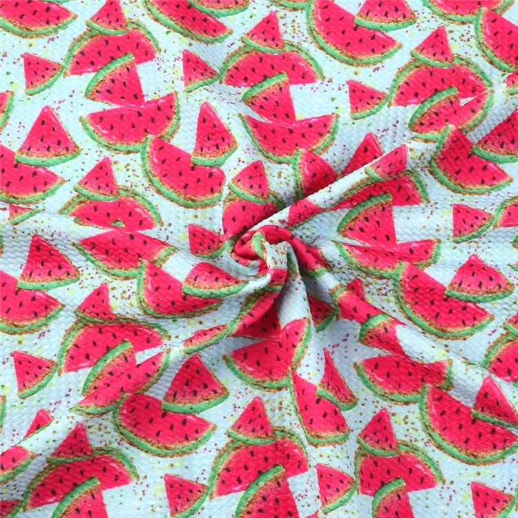 
1/2 Yard Watermelon Printed Bullet Textured Liverpool Knit Stretch Fabric For Baby Headband 13832 