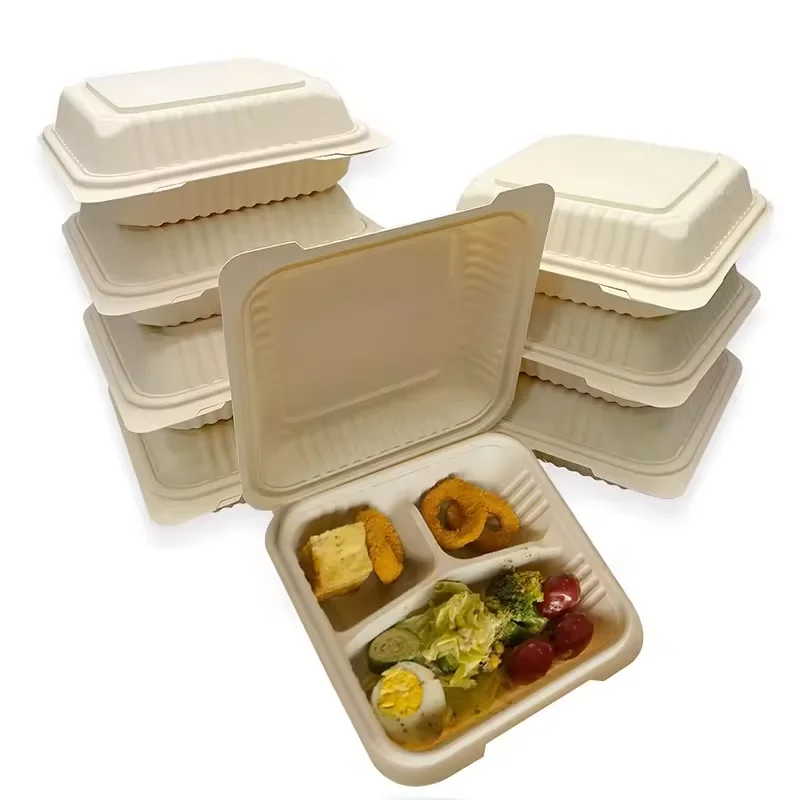 High quality corn starch custom disposable cornstarch dinner plates bowl  lunch box food container box