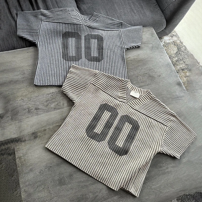 YSJY Streetwear Mens Custom Printed Knitted Cotton Boxy Fit T Shirt Heavy Faded Vintage Retro Sports Jersey T-shirt For Men