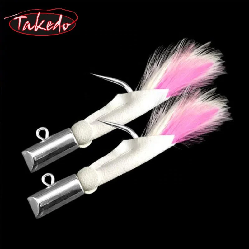 TAKEDO HT01A Electroplated deerskin hook Feather big game shark Tuna hook hook Lead jigging fishing lure