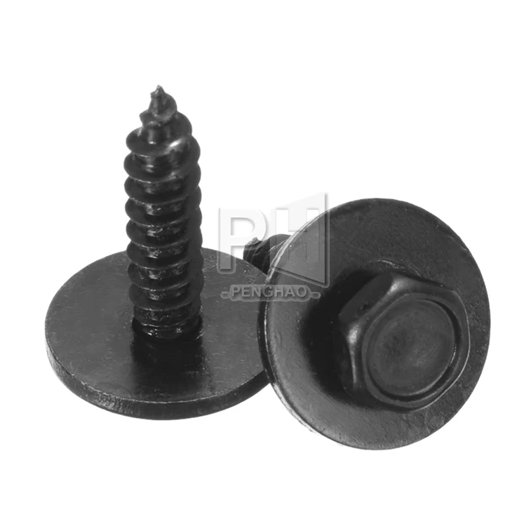 Universal Car Auto 4.8x19mm Self-Tapping Screws Captive Loose Washer 8mm Hex Head Black Hot C45 Car Accessories