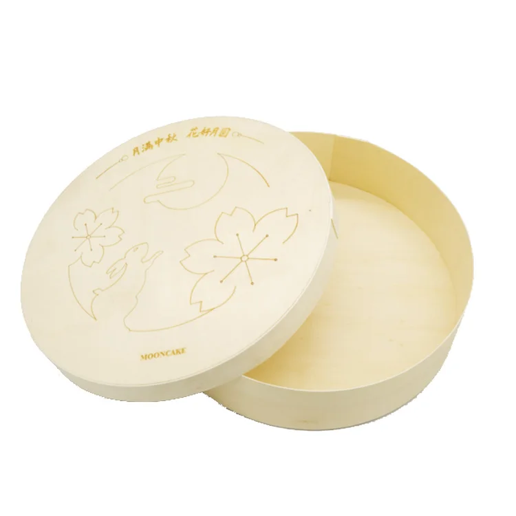 Biodegradable Expensive To go Box Put Pulp Pudding Foot Tart Cake Food Packing Board Round Wooden Chocolate Brie Cheese Boxes