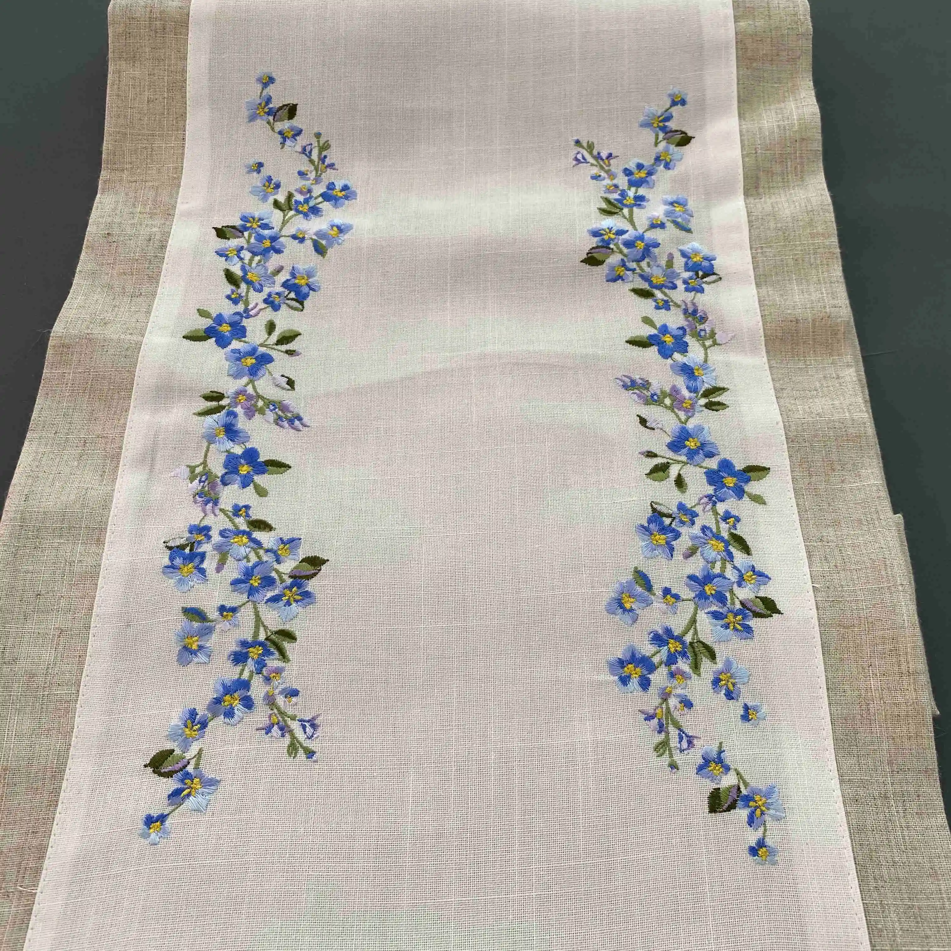 Double layer embroidered table runner tablecloth table cover table cloth