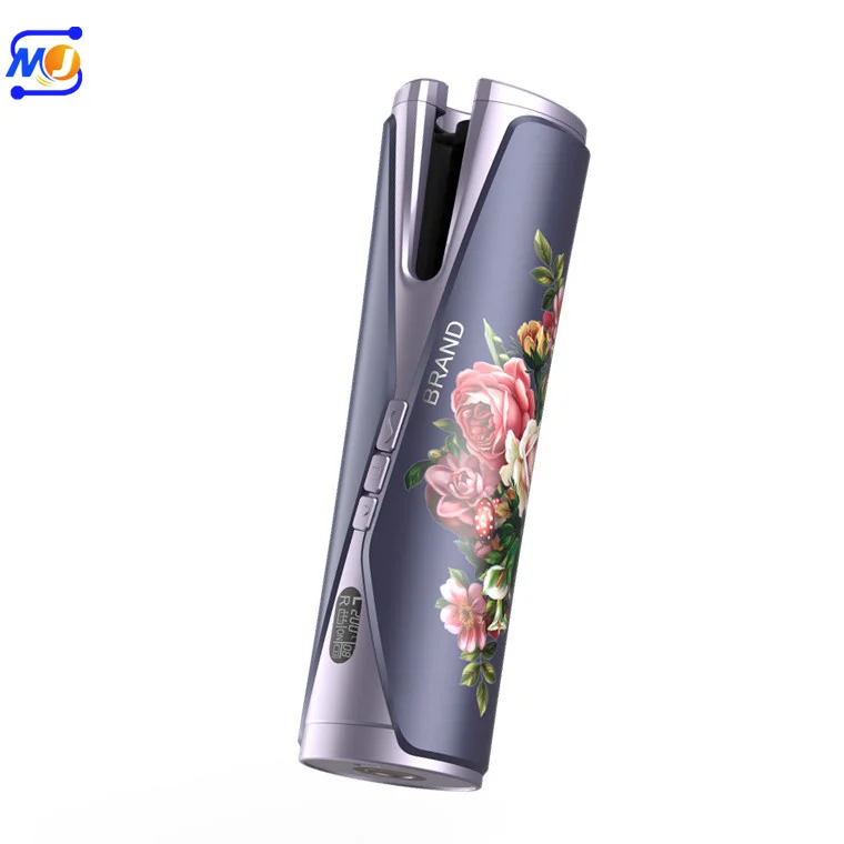 Zkagile Automatic Rotating Hair Curler Ceramic Auto Hair Curler Printing Flowers Wireless Curling Iron