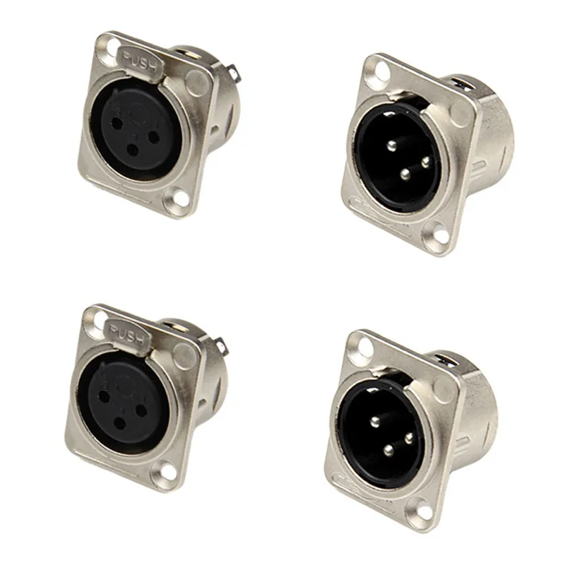 Female MIC Audio Microphone  3 pin XLR  plugs  panel mount