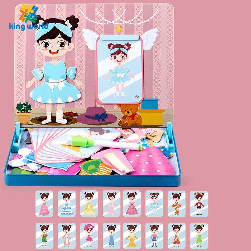 Education Wooden Toys Baby toys 6 to 12 months Wooden Magnetic Puzzle Boy Learning Dress Up Game Creative Toy Book