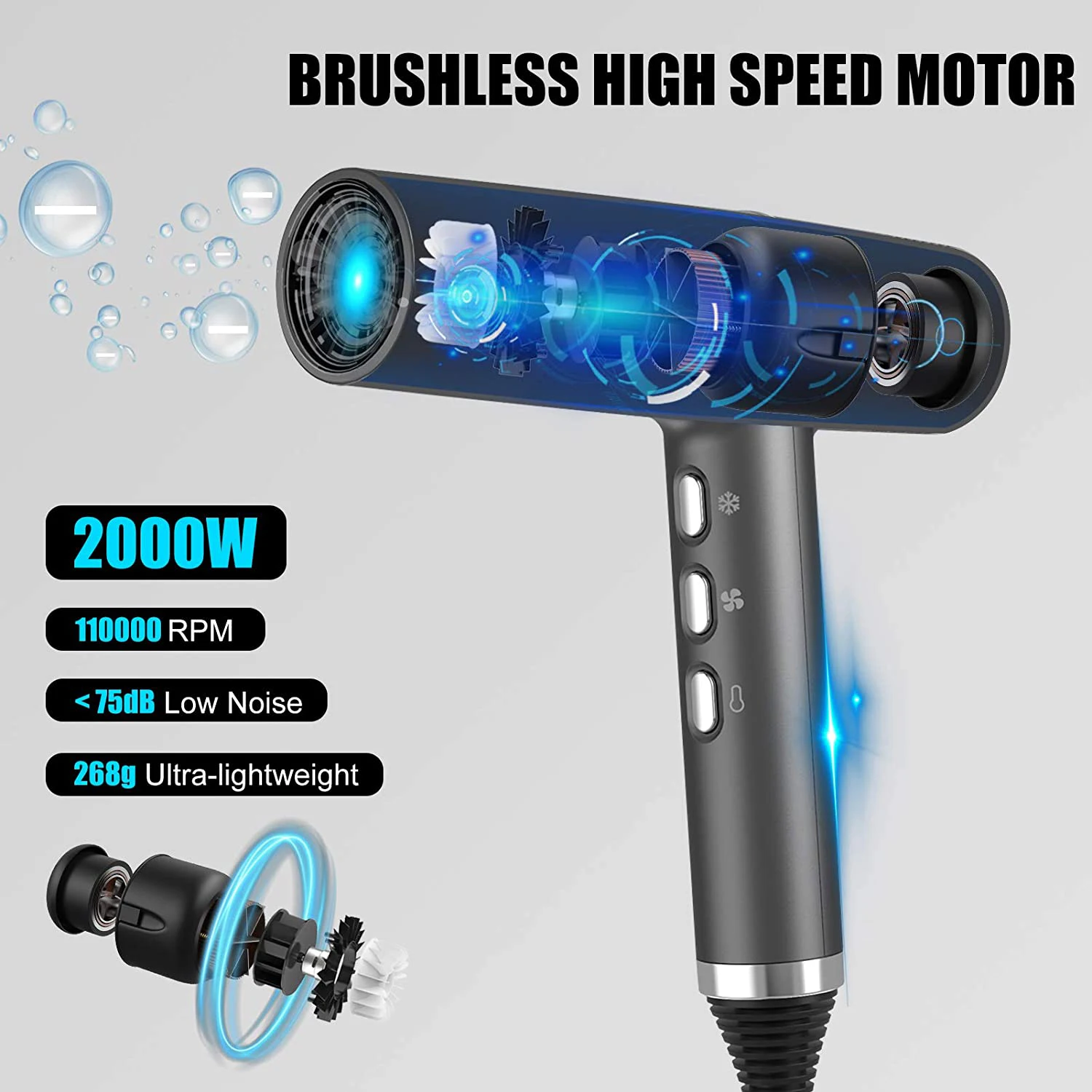 Top reverse revair high speeds hair dryer machine ionic smoothing man hair blower salon premium vacuum dog Hair dryer
