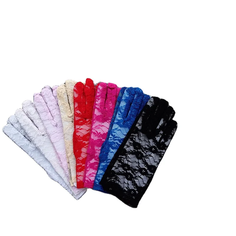 Перчатки женские кружевные солнцезащитные пикантные модные митенки с закрытыми пальцами для вечеринок летние
