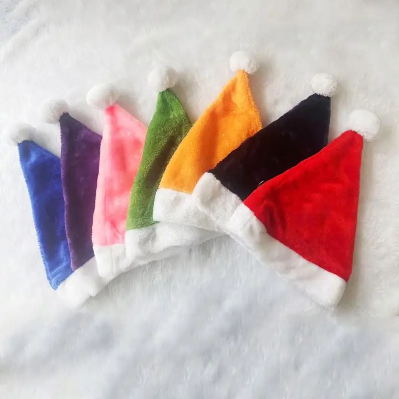 Wholesale Custom Adult Children Baby Classic Santa Claus Hats Xmas Cap Velvet Plush Christmas Hat for Kids