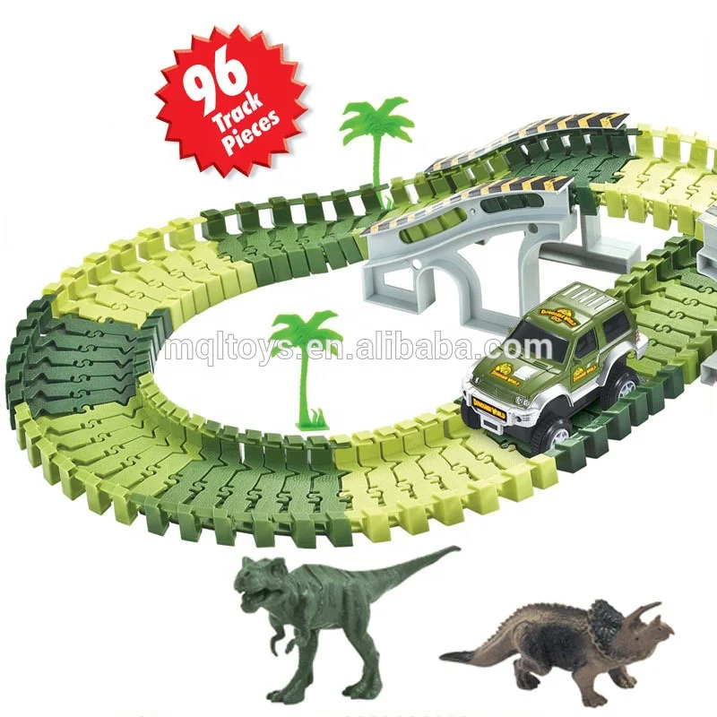Hot sale 5 stars race track toy 96pcs dinosaur track with car dinosaur