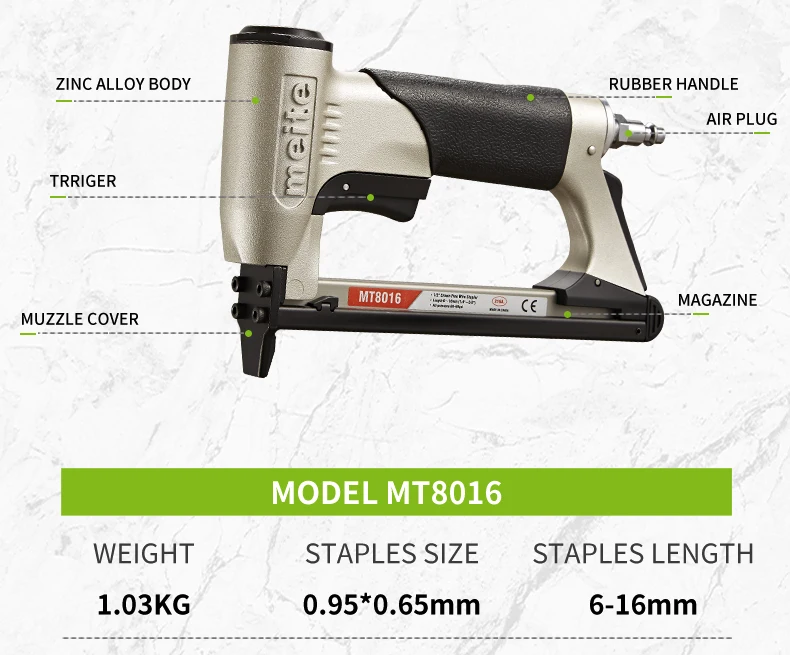 21 га 1/2 'обивки степлер meite MT8016 3/8 дюйма 5/8 Длина скобы для