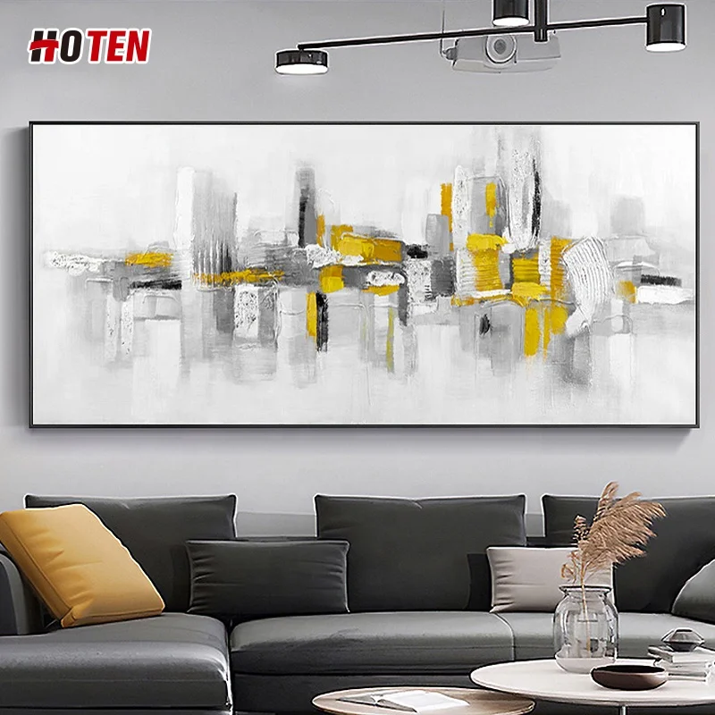Hand-painted American abstract oil painting horizontal version living room dining room decoration painting mural custom