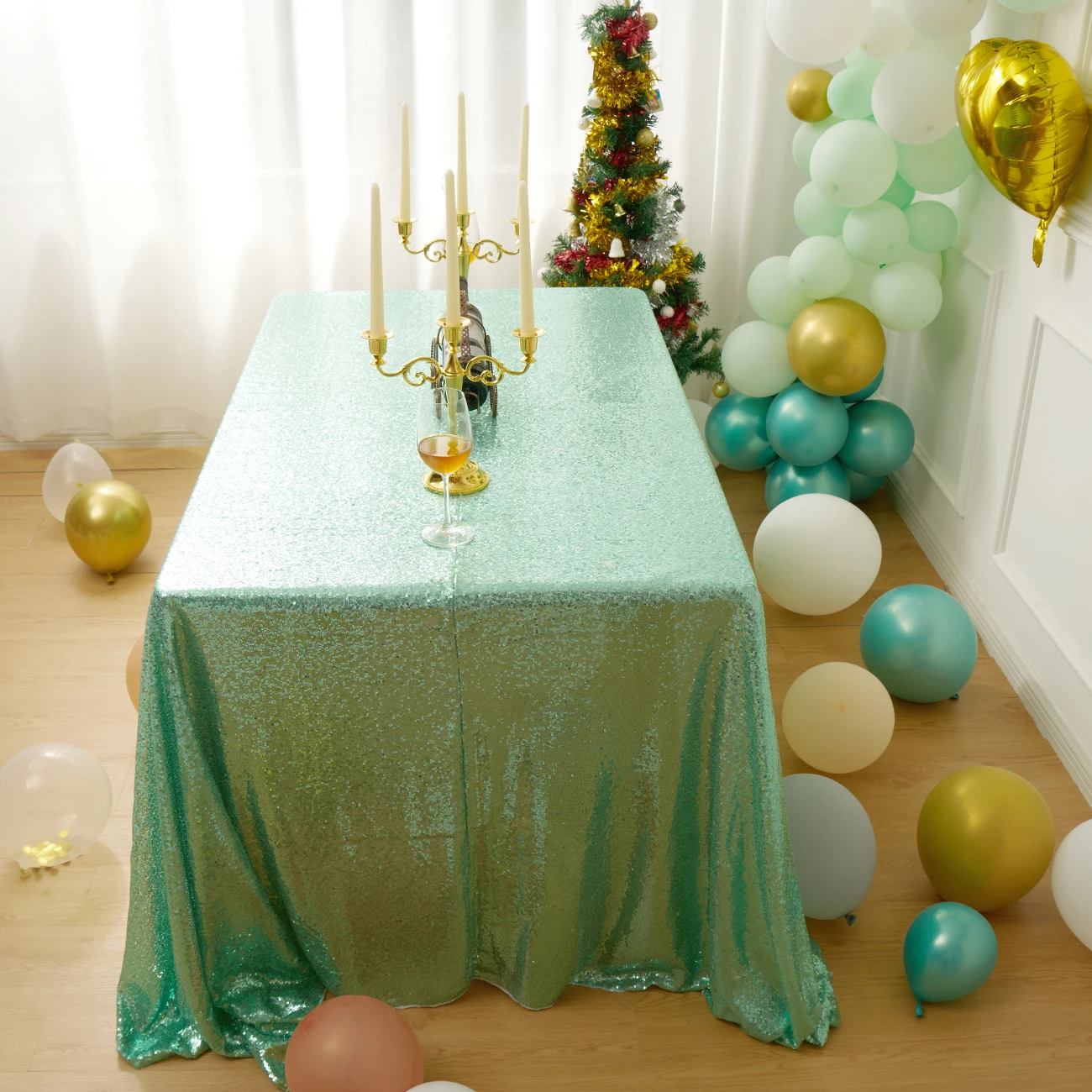 Amazon Hot Sale 132 Elegant Custom Round Rectangle Tablecloth Sequin Table Cloth Linen for Wedding Party Decoration