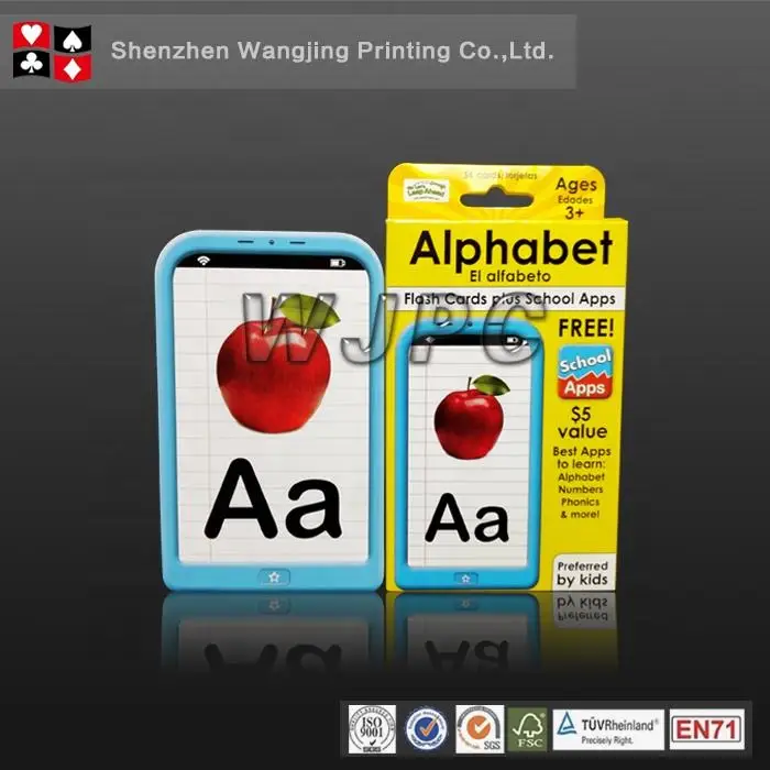 WJPC-High Quality Printing Alphabet Educational Custom Learning Math Flash Card Printing