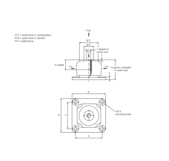 Крепления HUTCHINSON V1H5023/V1H5025 железный верхний корпус металлические антивибрационные крепления