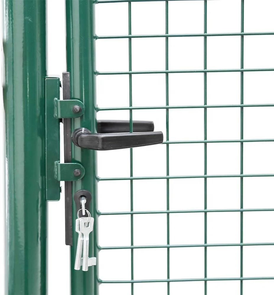 
Factory Q235 Europe style Round style steel powder coated single double garden gate and poles 