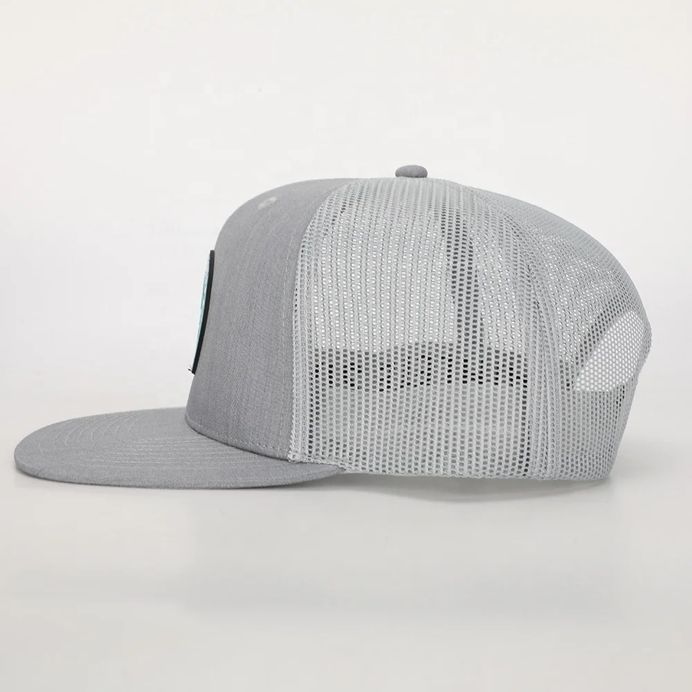 BSCI Wholesale Custom Oem Design Trendy 6 Panel Sport Flat Brim Truck Hat,Embroidery Logo Gray Cotton Gorras,Mens Snapback Cap