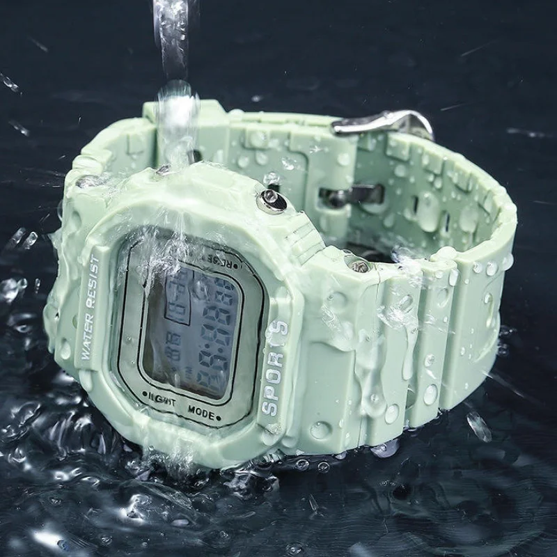 WOWEI wholesale student electronic watch multi-functional luminous sports matcha green small block electronic watch