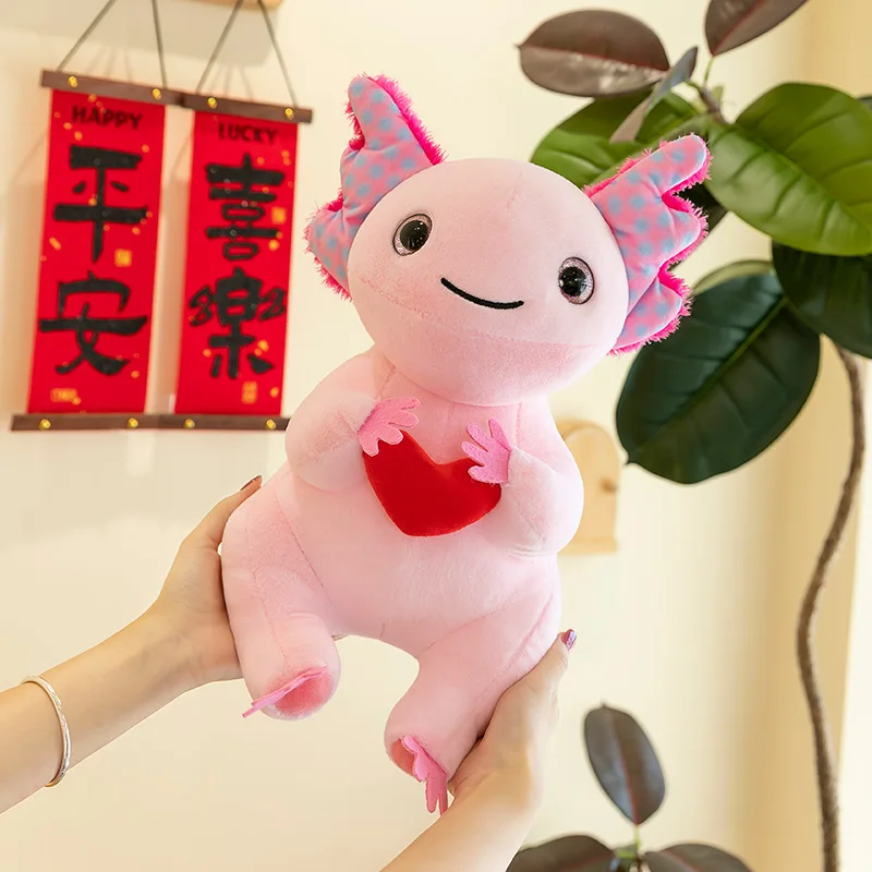 2025 Axolotl Stuffed Animal with Heart Giant Axolotl Plush For Christmas Day Gift For Kids
