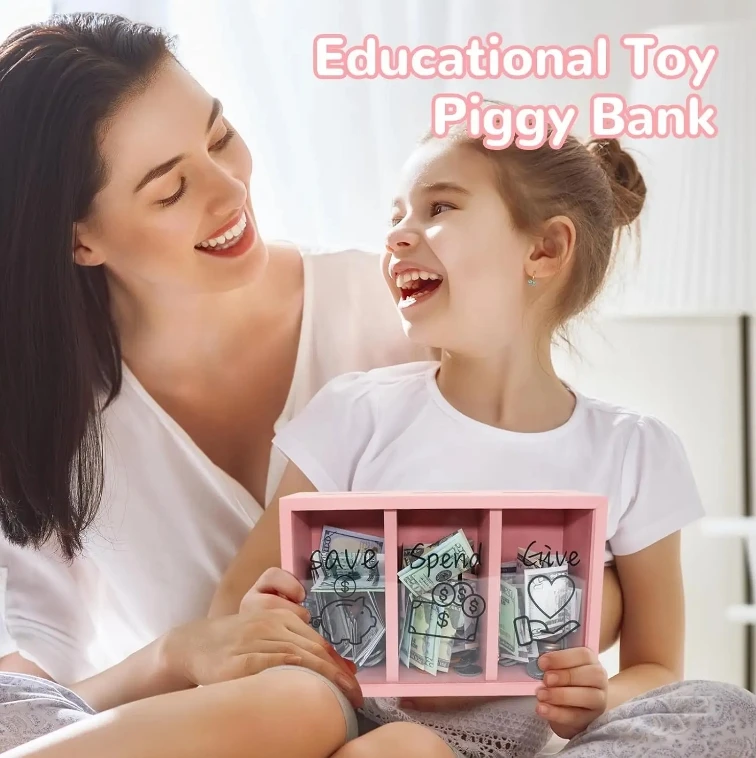SLT New Custom Wooden Money Coin Bank for Boys and Girls