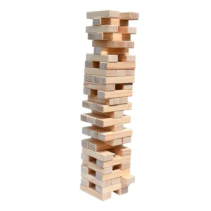 Custom Giant Janga Wood Blocks Game Set Jumbo Classic Wooden Tower Game De Madera Outdoor for Adults in Box Unisex Wood Bricks