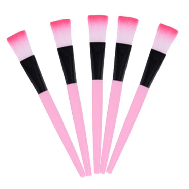  Wholesale White Color Pink Mask Brush Plastic Handle Soft Nylon Hair Cosmetic