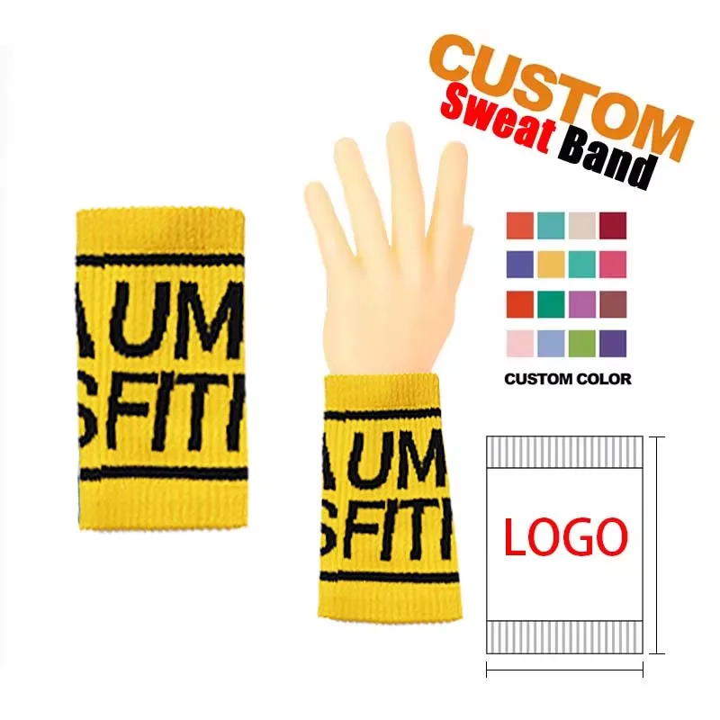 Verchoo Custom Logo Embroidery Tennis Basketball Gradient Color Wrist Bands Elastic Sports Towel Wristband Sweatband