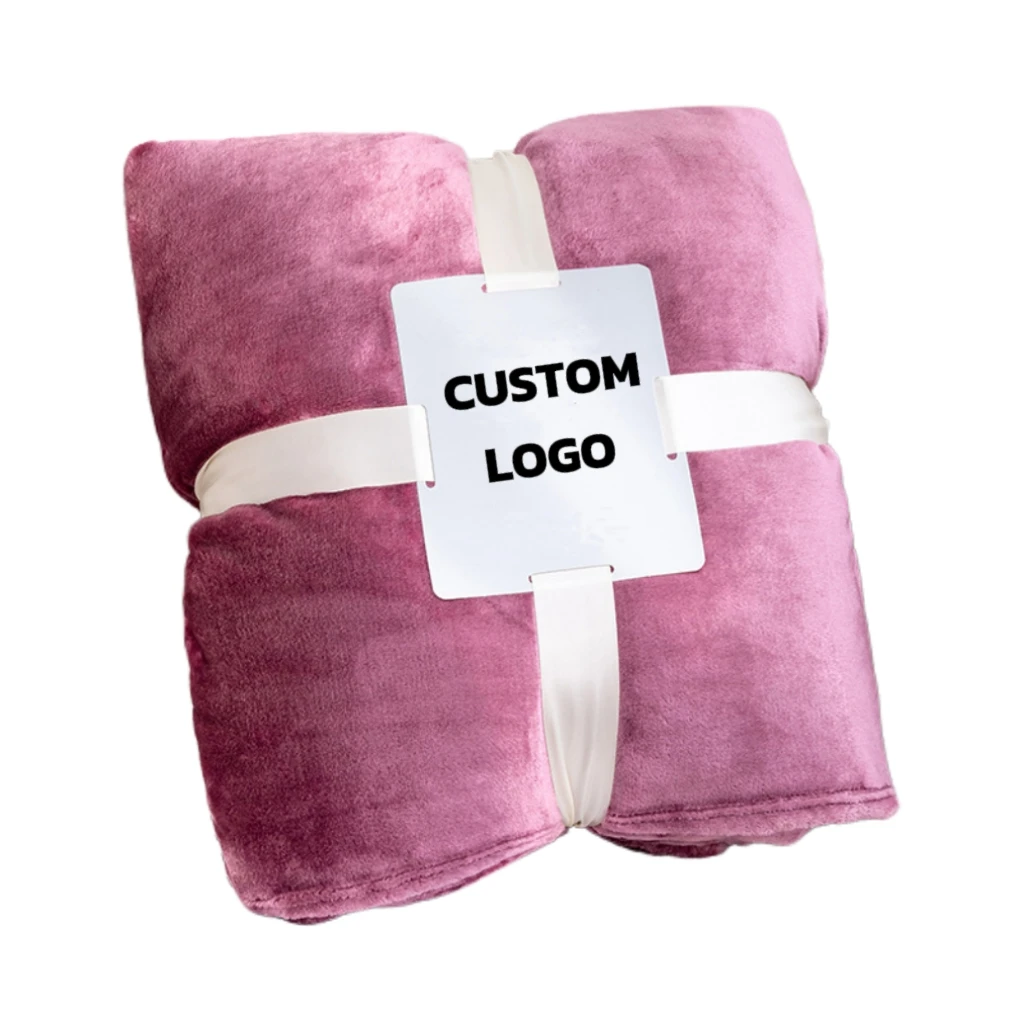 Fleece Throw Blanket Custom Printed Fabric Solid Flannel Warm and Cozy Soft Fuzzy Plush Plaid 100% Polyester Adults Knitted