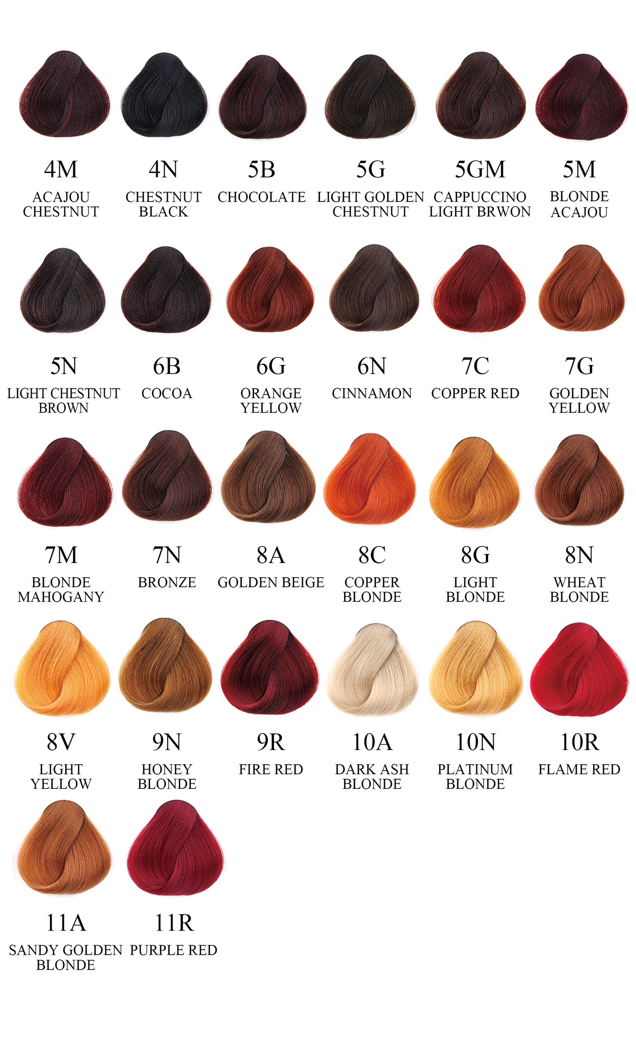 Private Label 100% Gray Coverage 4M Acajou Chestnut Ammonia Free Long Lasting Results Natural Plant Permanent Hair Color