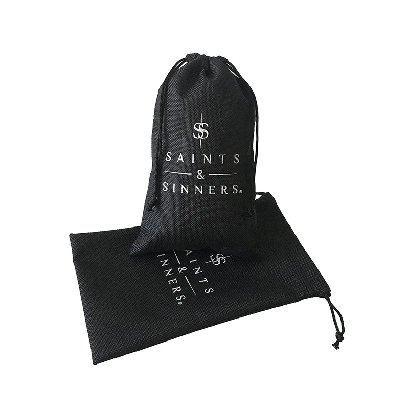 
Customized Logo Black Jute burlap Gift Pouches hemp drawstring Candle Bags 