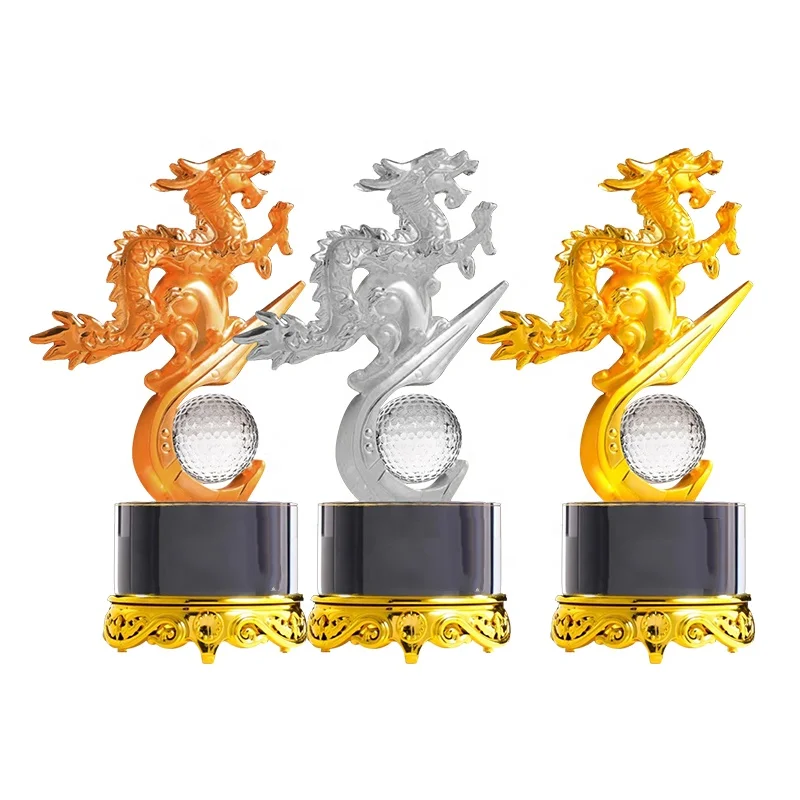 Creative Crystal Metal Trophy LIULI dragon and black crystal Event Award Trophy