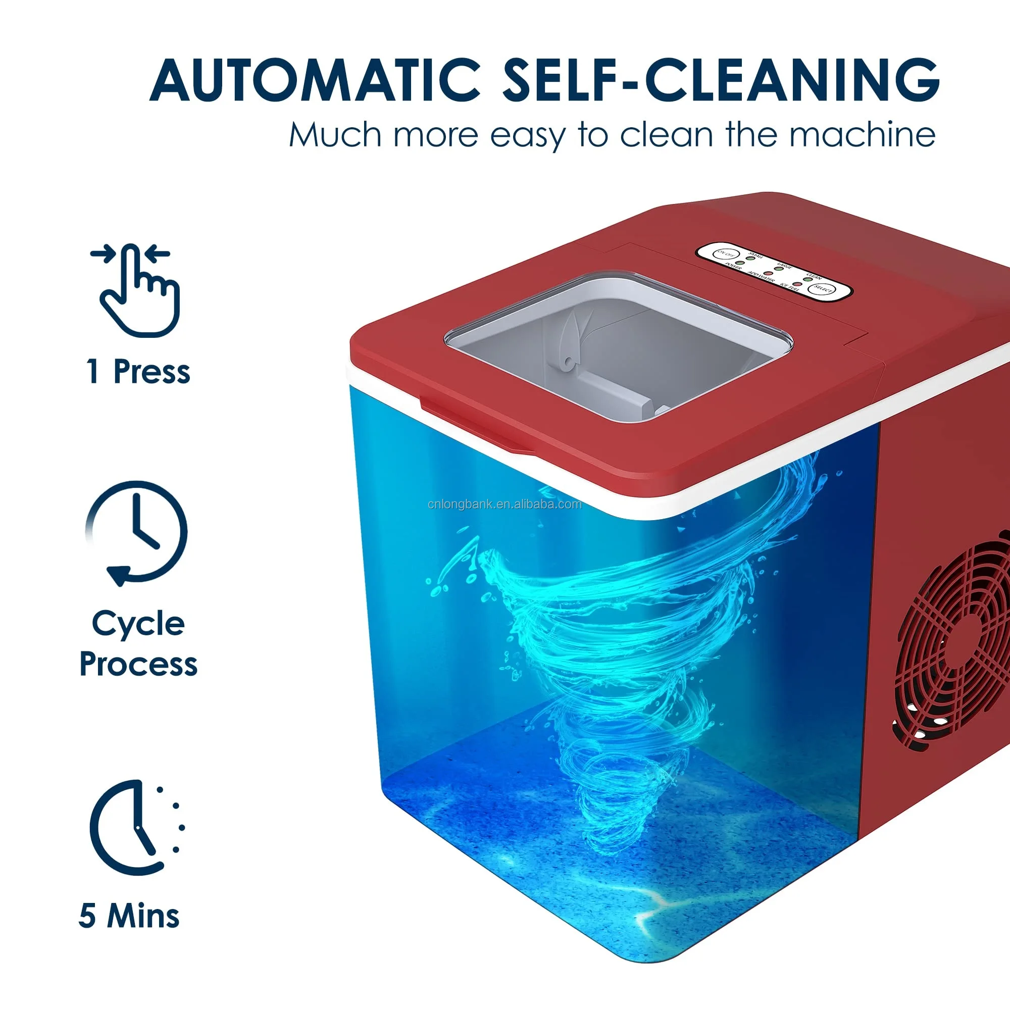 Ice Maker Machine Countertop Portable Ice Maker with 26lbs/24Hrs Self Cleaning Transparent Window